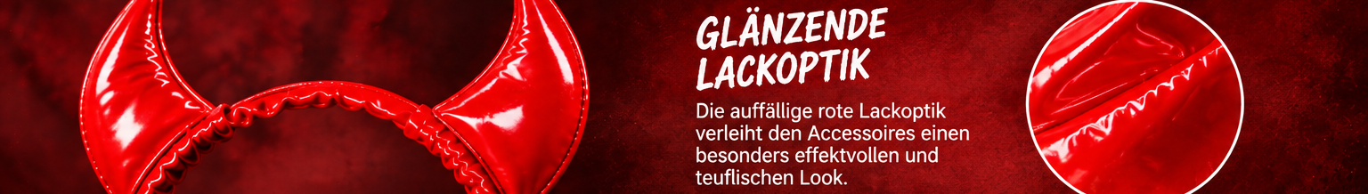 Glänzende rote Lackoptik des Teufels-Sets